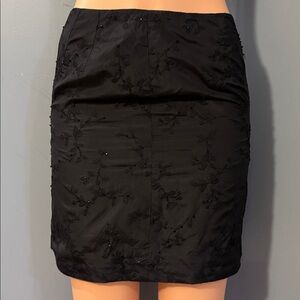 Ann Taylor Black Floral Embroidered Skirt